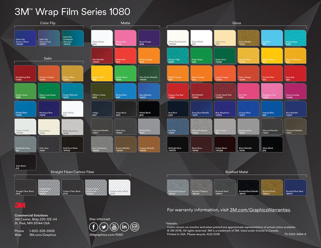 3M Vinyl Colour Chart