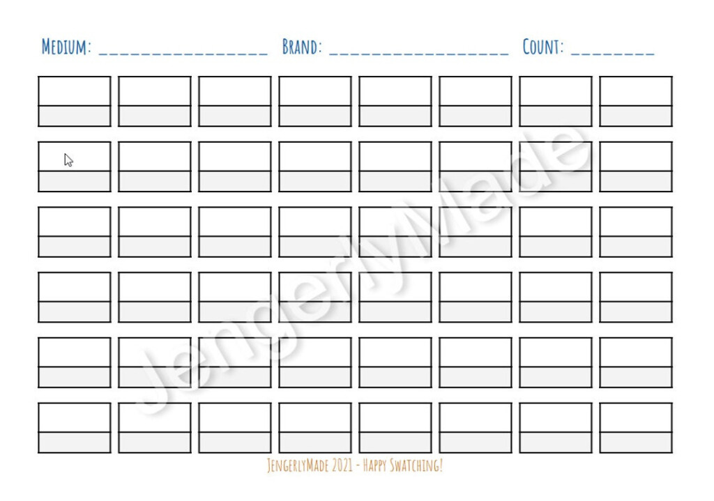 48 Color Swatch Chart Digital Printable 48 Color Swatch Chart Template 