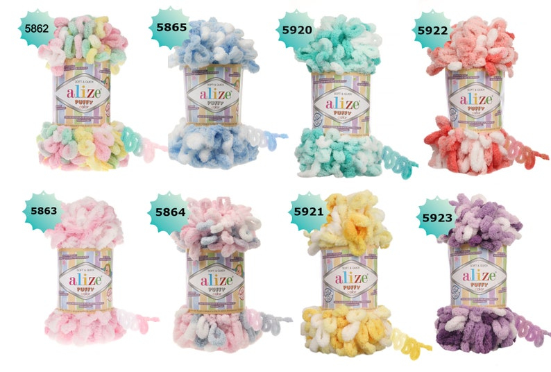 6 Skeins Alize Puffy Color Ale Puffy Loop Yarn Ale Yarn Etsy