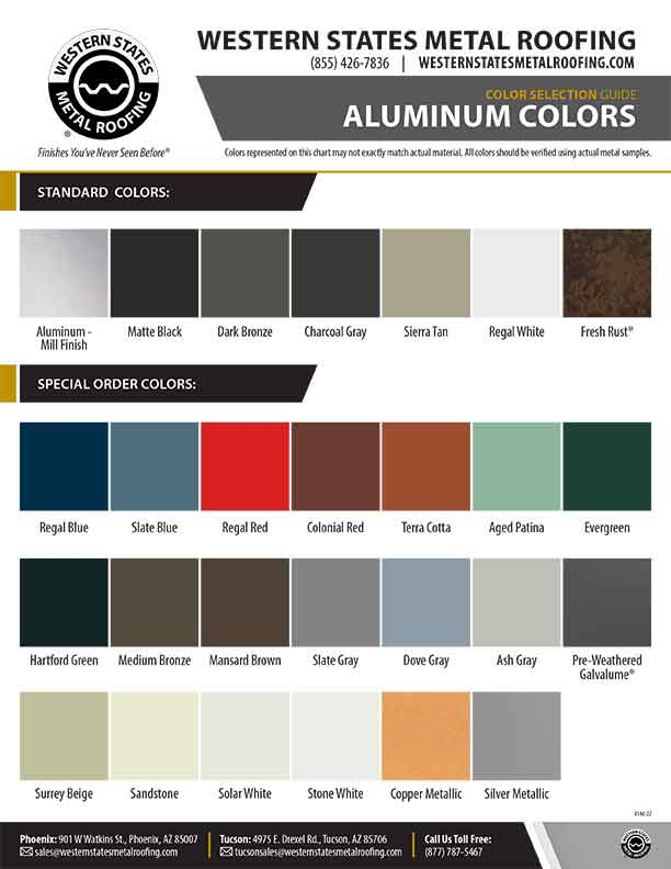 Aluminum Roof Aluminum Siding Color Chart For Download 56 OFF
