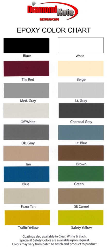 Color Chart Epoxy Diamond Kote Decorative Concrete Resurfacing And 