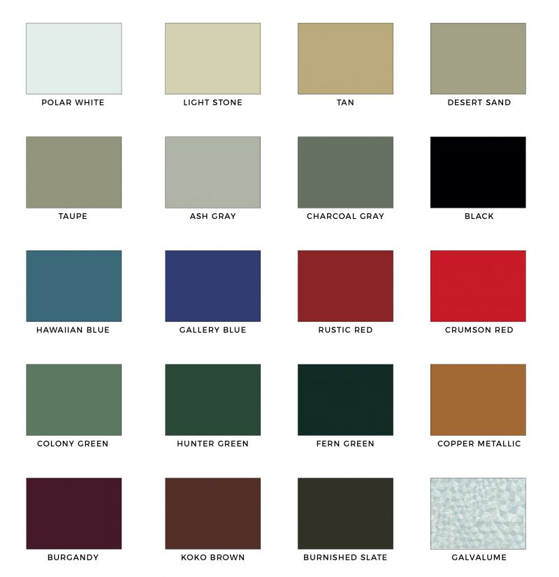 COLOR CHART HOMER METAL BUILDINGS