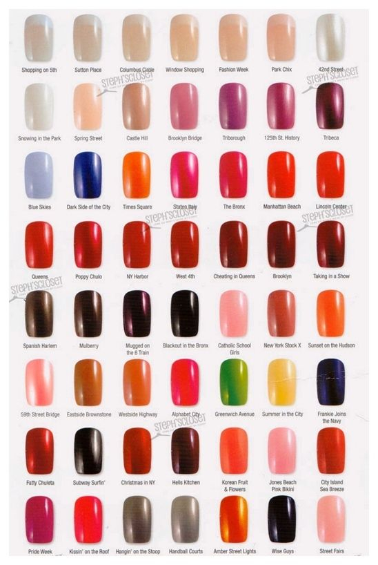 Color Chart Opi Nail Polish Colors