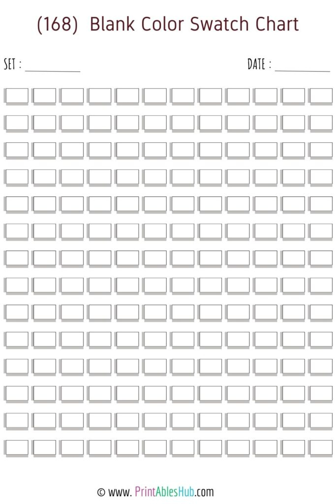 Color Swatch Chart Blank Color Chart Printable Color Swatch Template 