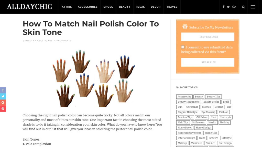 Color Wheel Skin Tone Nail Polish Color Matching Chart Beauty Tips