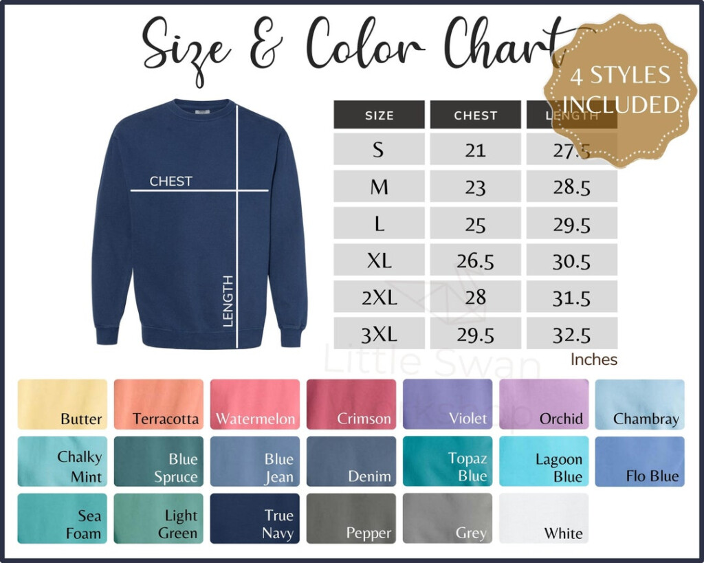 Comfort Colors 1566 Color Chart 1566 Comfort Colors Adult Sweatshirt 