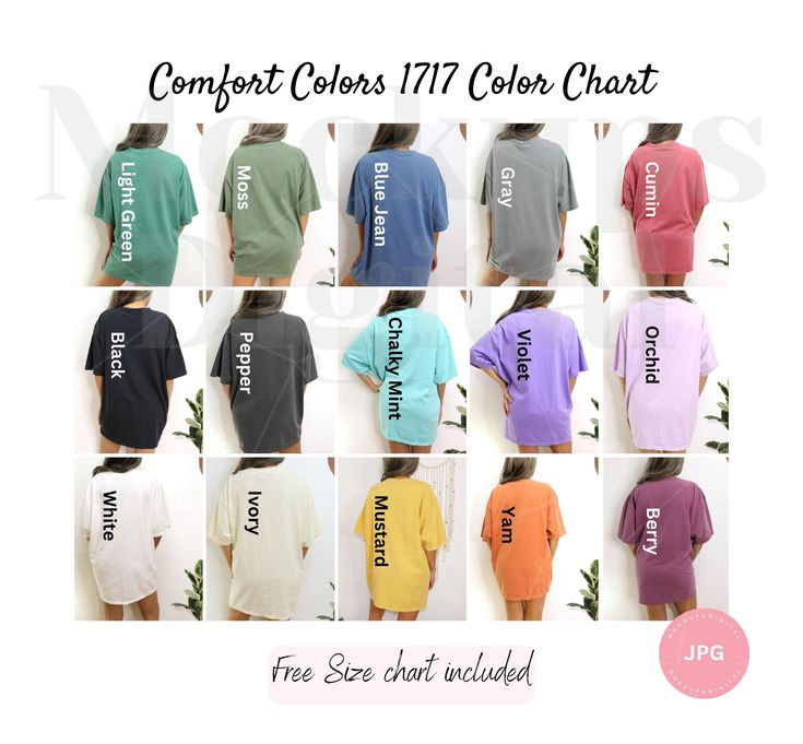 Comfort Colors 1717 Color Chart Comfort Colors Size Chart 1717 Color 