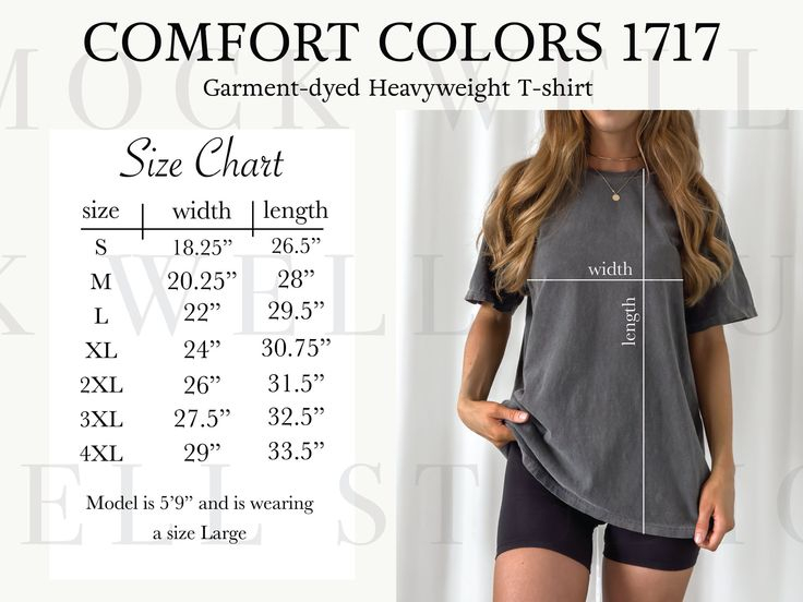 Comfort Colors 1717 Size Chart Size Chart For Comfort Colors Size 
