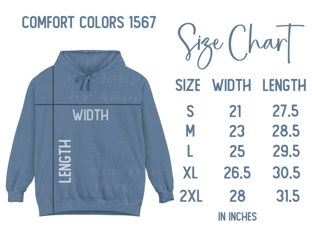 Comfort Colors Hoodie Size Chart Size Chart C1567 Size Chart For 