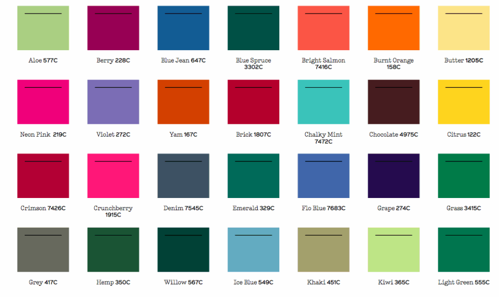 Comfort Colors Pocket Tee Color Chart Comfort Color Shirt Color Chart