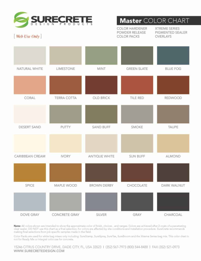 Concrete Furniture By Designs By Rudy Concrete Color Chart From 