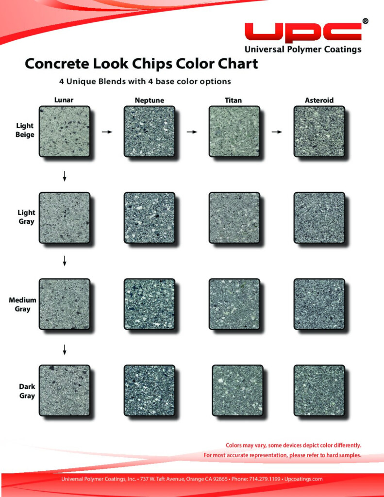 Concrete Look Color Chart Universal Polymer Coatings