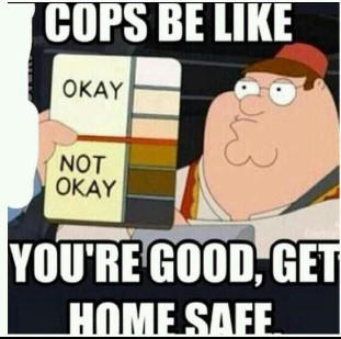 Cops Be Like You 39 re Good Get Home Safe Family Guy Skin Color Chart 