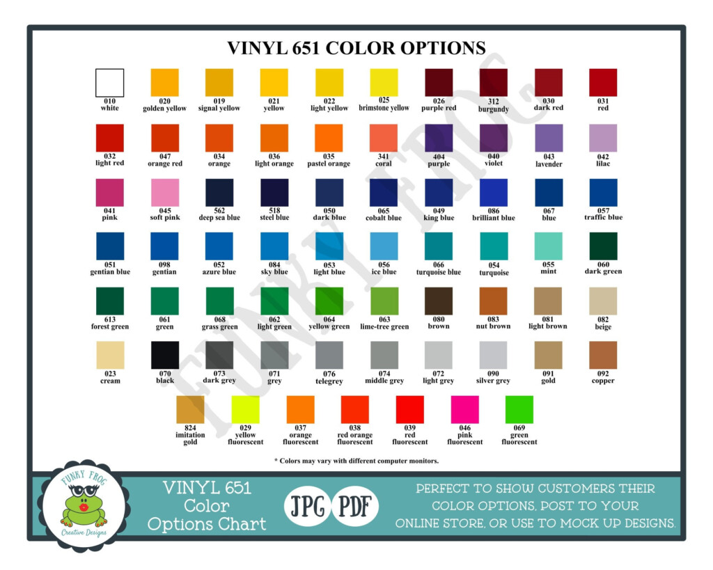 Editable Cricut Vinyl Color Chart Download In PDF 46 OFF