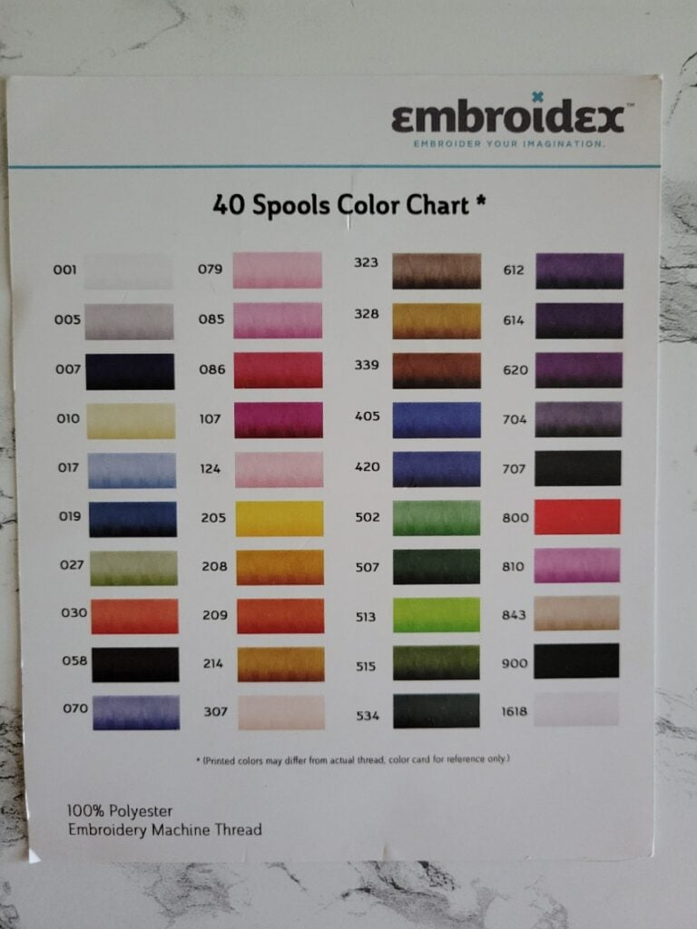 Embroidery Thread Color Chart Printable Embroidery Near Me