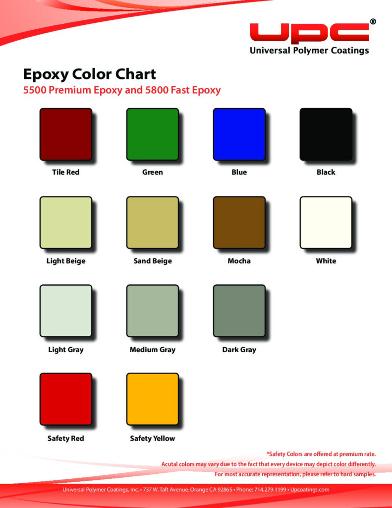 Epoxy Color Chart Universal Polymer Coatings