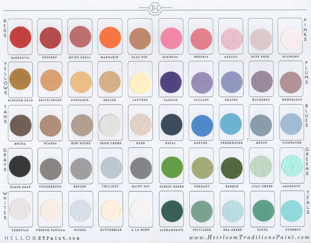 Exploring The Heirloom Traditions Paint Color Chart Paint Colors