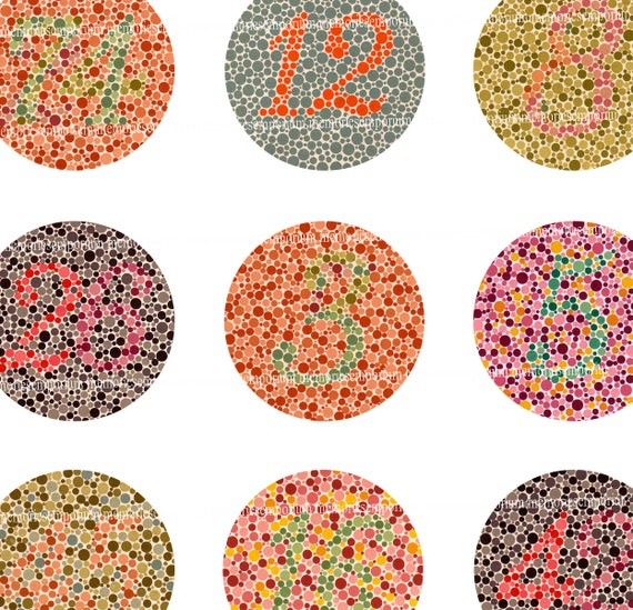 Eye Chart Color Blind Ishihara Test Circles Printable Download Etsy