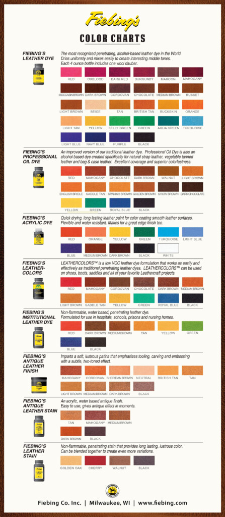 Fiebings Leather Dye Color Chart
