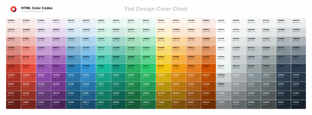 Flat Design Color Chart HTML Color Codes