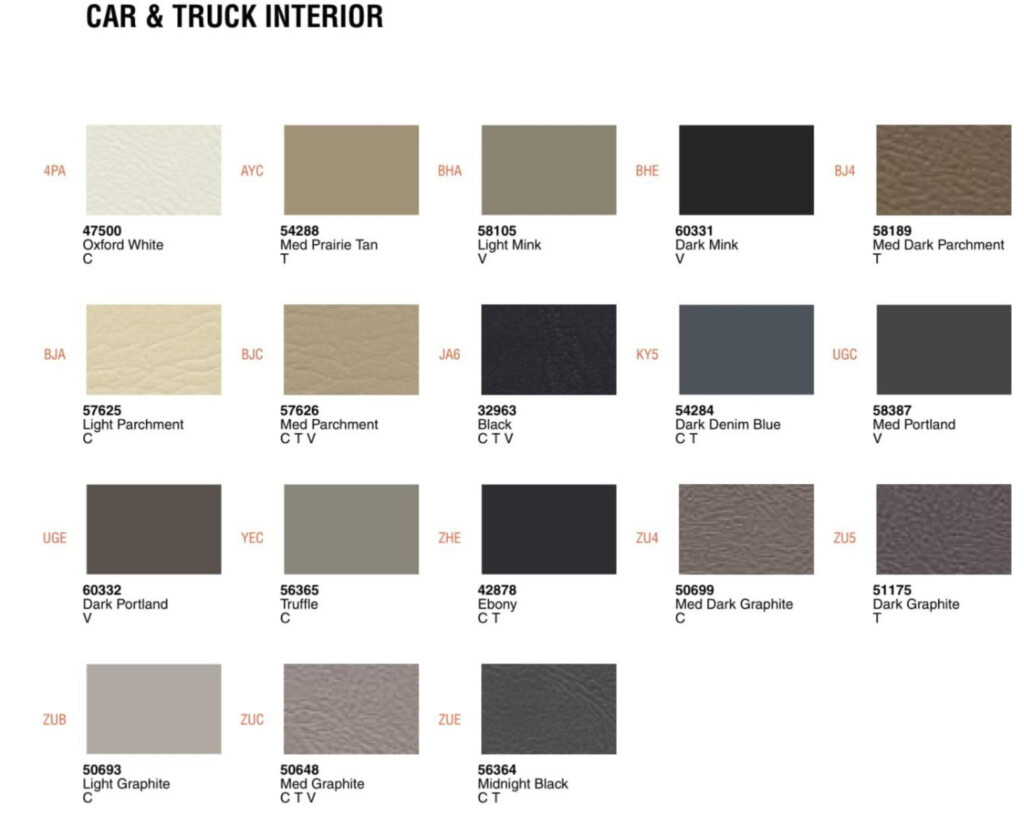 Ford Interior Color Code Chart Psoriasisguru