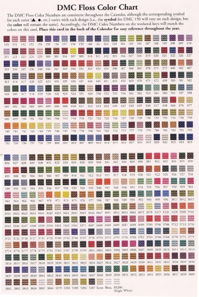 Free Printable Dmc Color Chart
