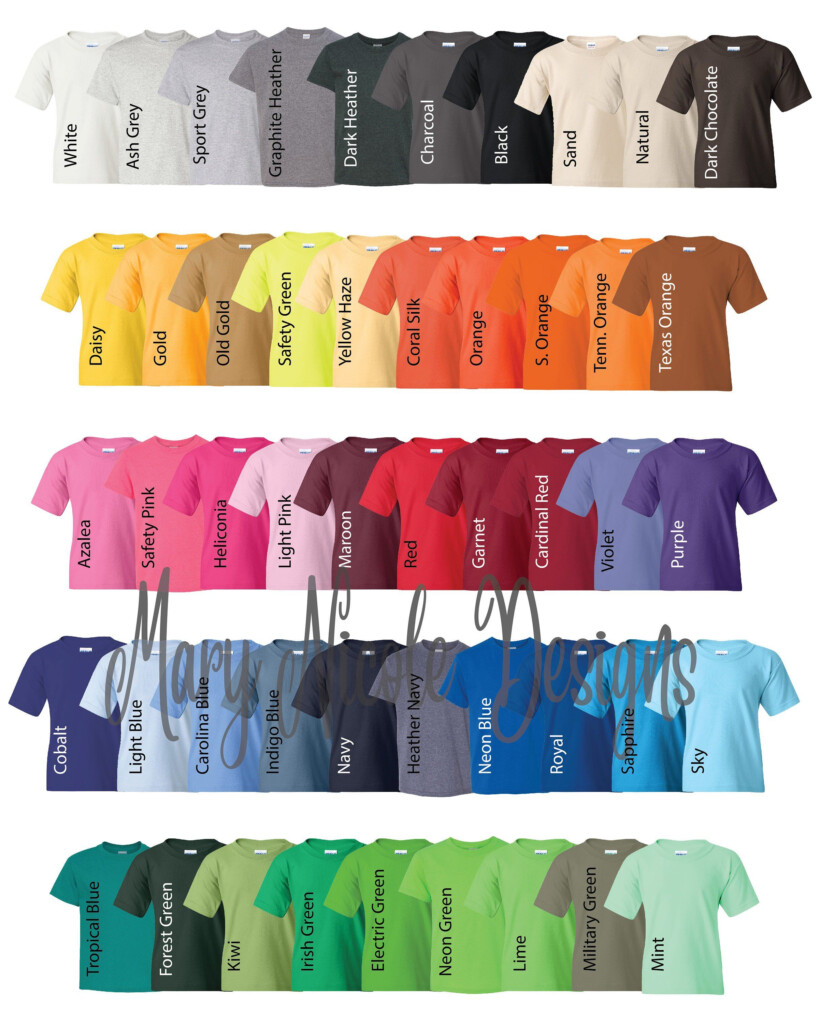 Gildan 500B Gildan Youth Jersey Color Chart Etsy Color Chart 
