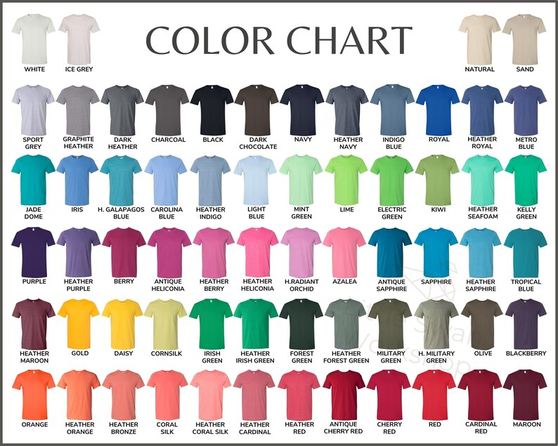 Gildan 64000 Color Chart Gildan G640 Every Color Mockups And Etsy