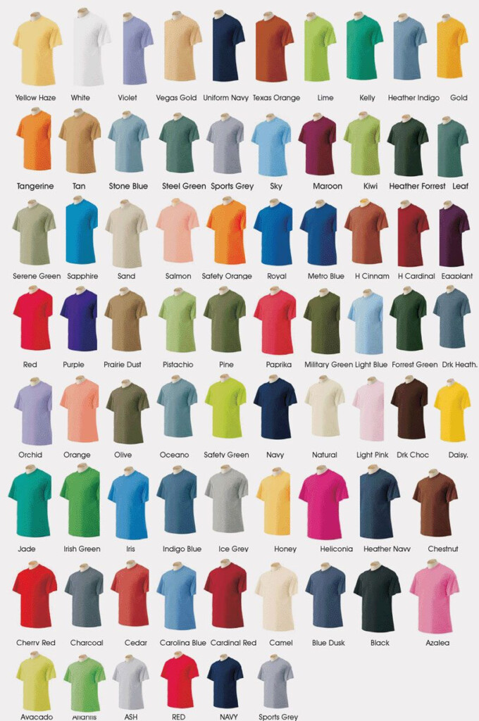 Gildan Color Chart Colorful Shirts Tshirt Colors