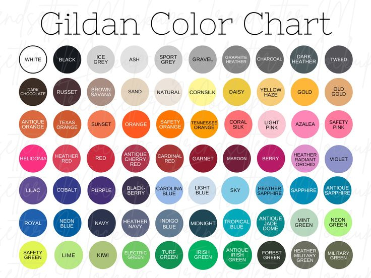 Gildan Color Chart Gildan 5000 Color Chart Gildan 2000 Color Chart 