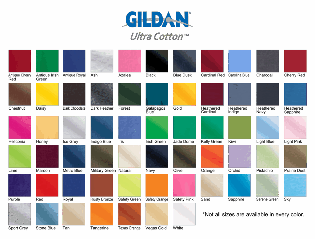 Gildan Color Swatch Chart My XXX Hot Girl