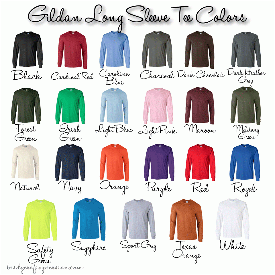 Gildan Long Sleeve Color Chart A Visual Reference Of Charts Chart Master