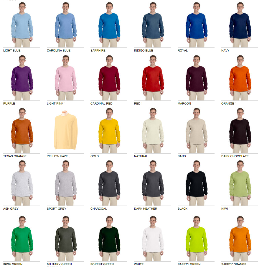Gildan Long Sleeve Color Chart A Visual Reference Of Charts Chart Master