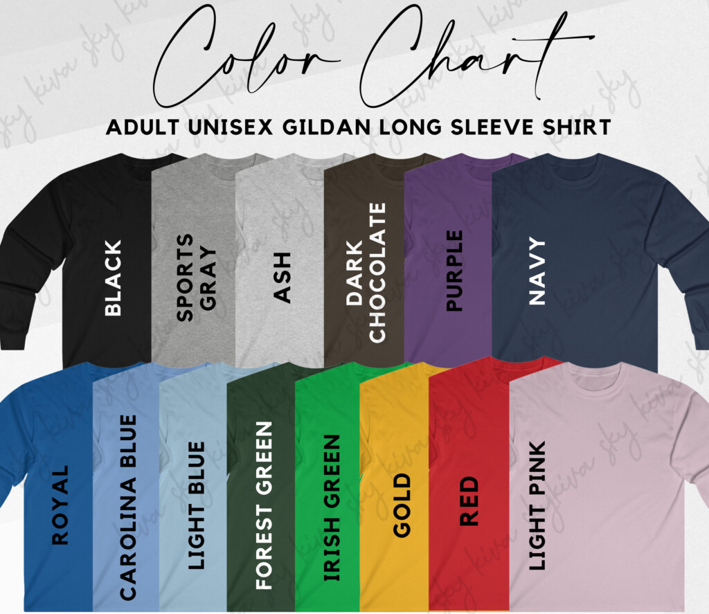 Gildan Long Sleeve Color Chart Chart Gildan 2400 Mock Up Gildan 2400 