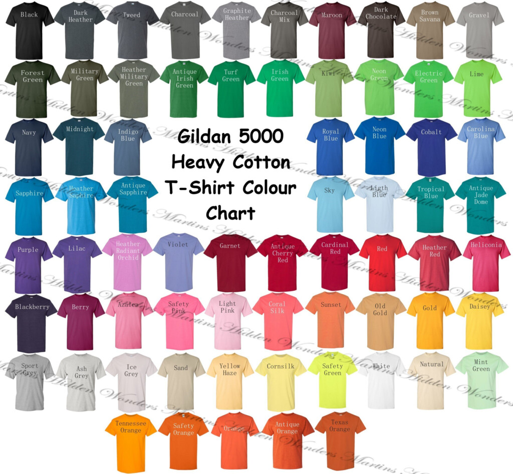 Gildan Ultra Cotton T Shirt Color Chart