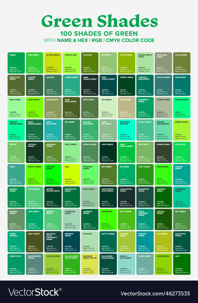 Green 100 Color Shades Royalty Free Vector Image