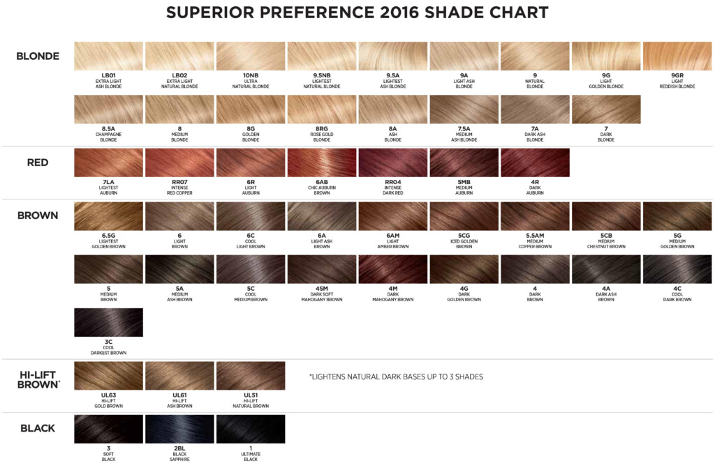 Hair Dye Feria Color Chart