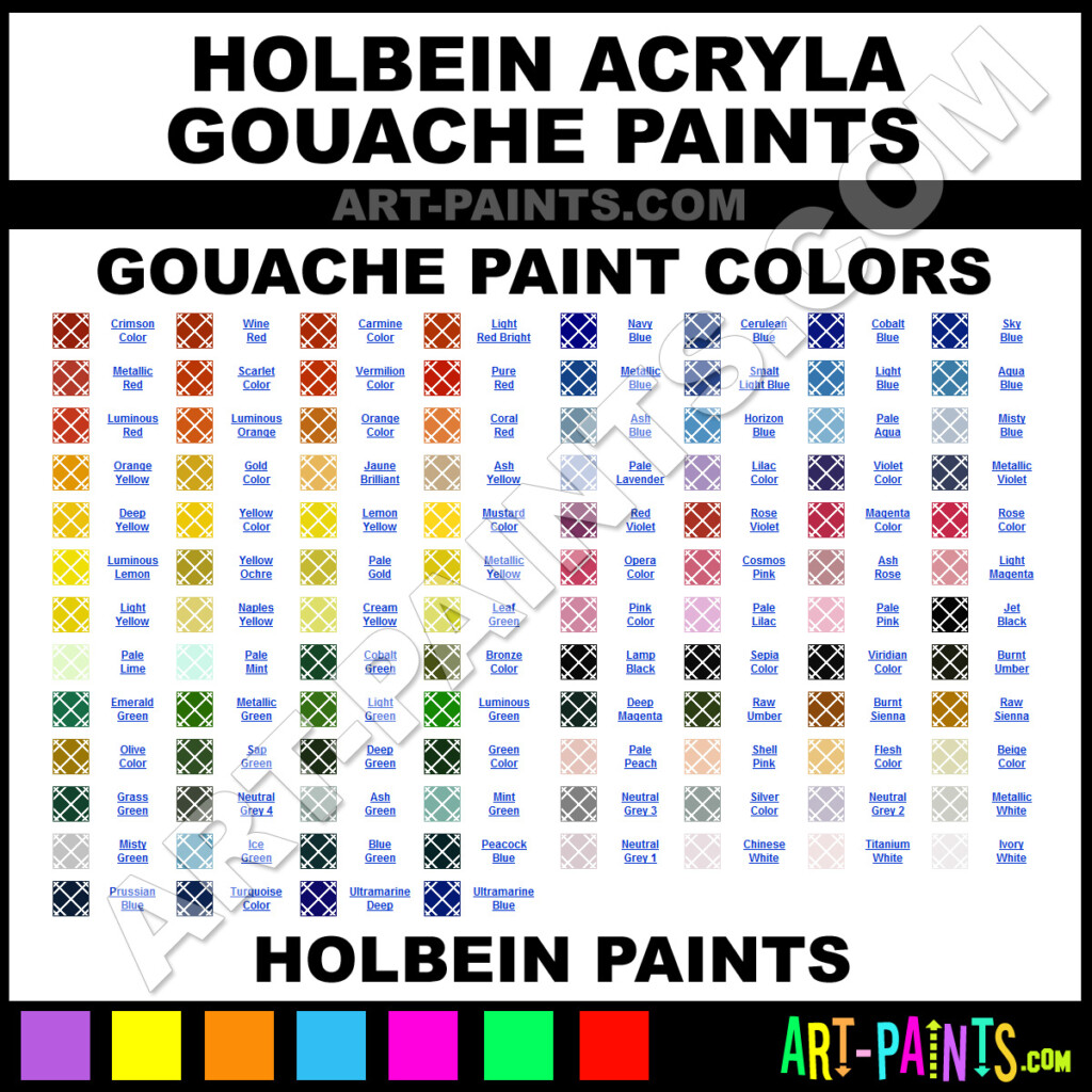 Holbein Acryla Gouache Color Chart Infoupdate