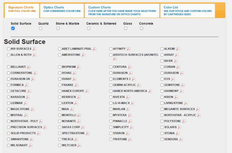 Integra Adhesives Color Chart