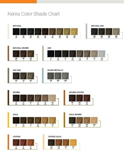Kenra Monochrome Color Chart Warehouse Of Ideas