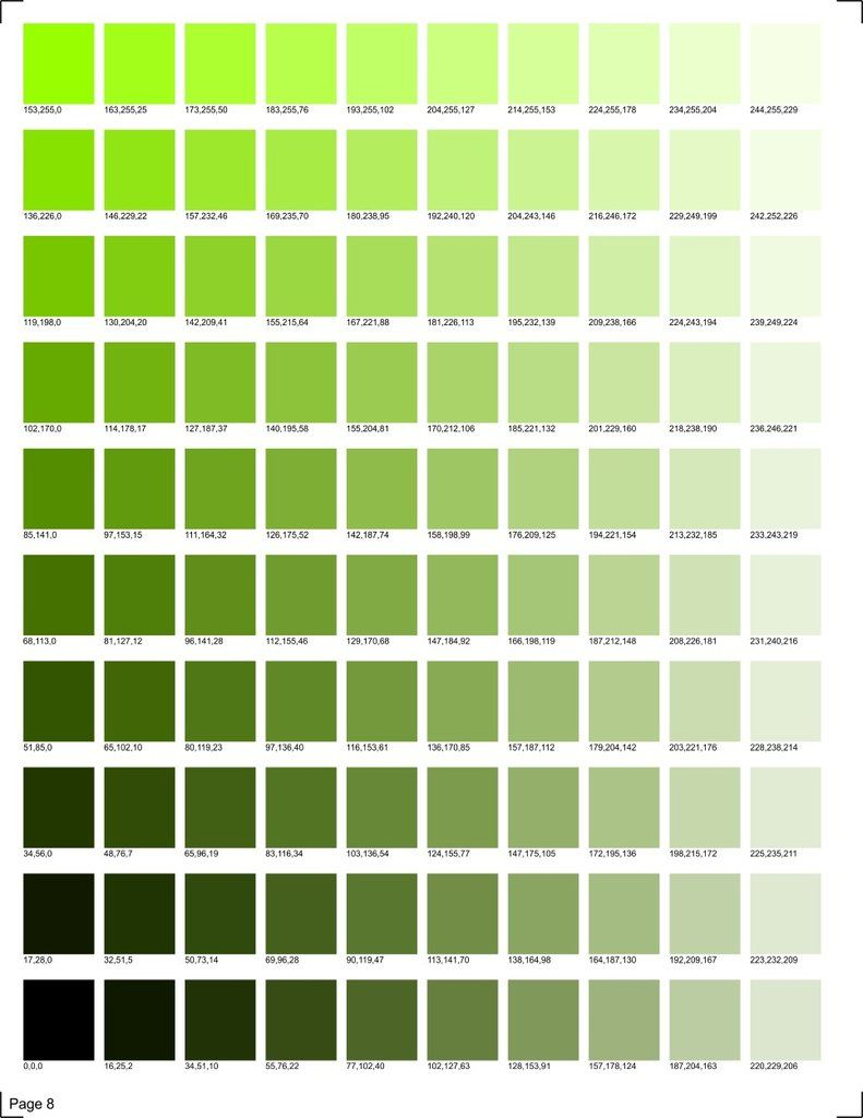 KM Designs RGB Color Chart Kristine Marie Designs Green Color Chart 