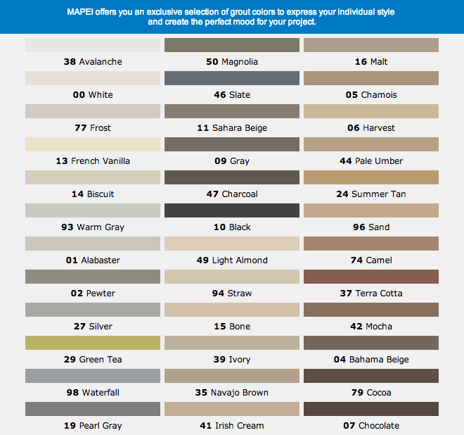 Mapei Sanded Grout Color Chart Ponasa