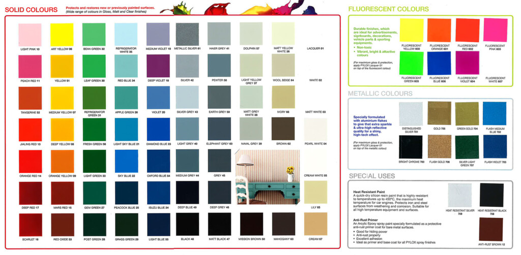 Metallic Spray Paint Colors Chart