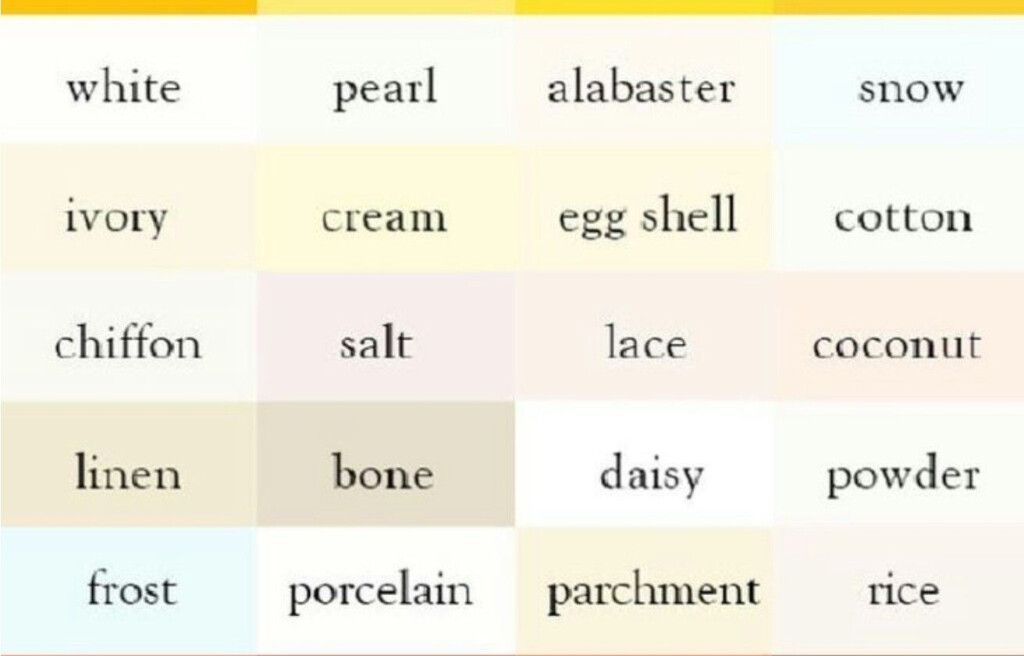 Off White Color Chart