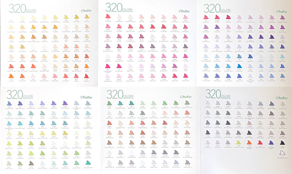 Ohuhu Markers 320 Color Chart Printable Infoupdate