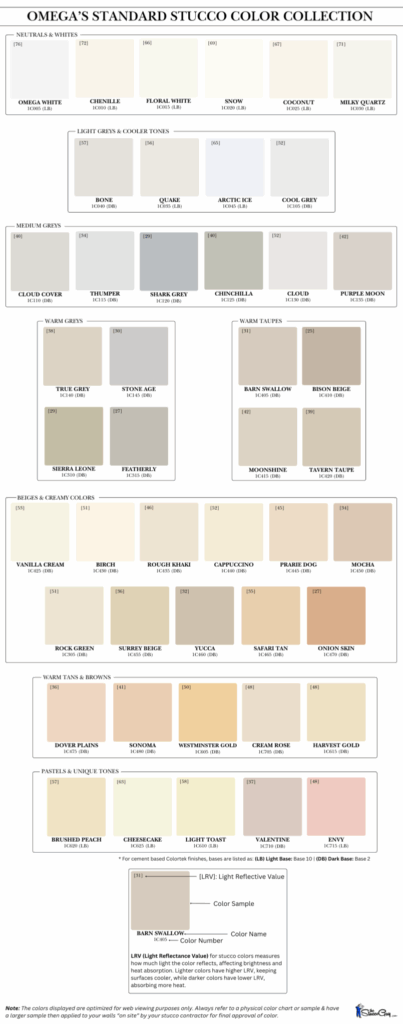 Omega 39 s 45 Standard Stucco Color Chart Options 