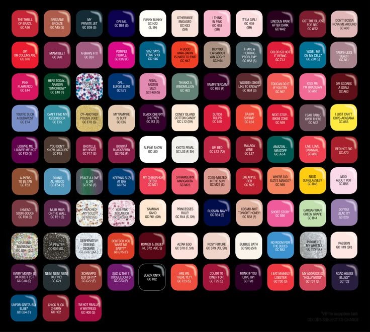 Opi Gel Color Chart With Names Opi Gel Colors