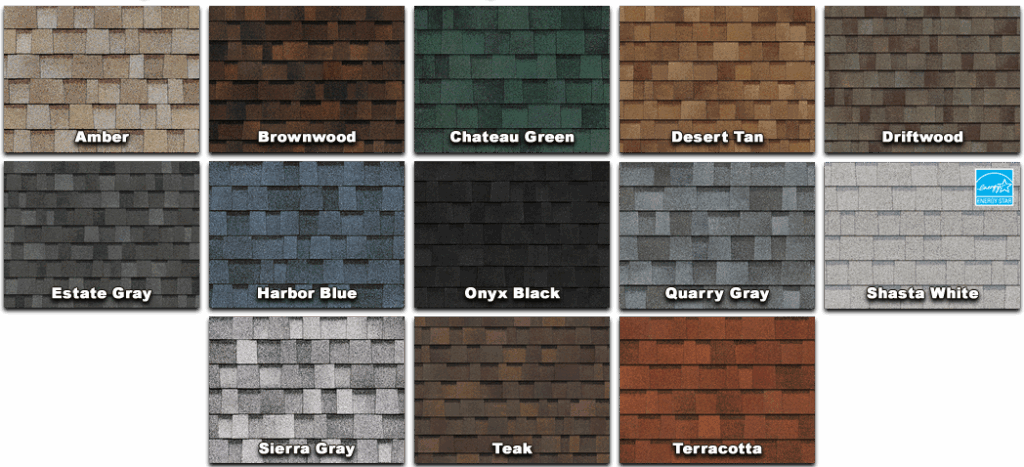 Ownens corning shingle color chart Bliss Brothers Roofing