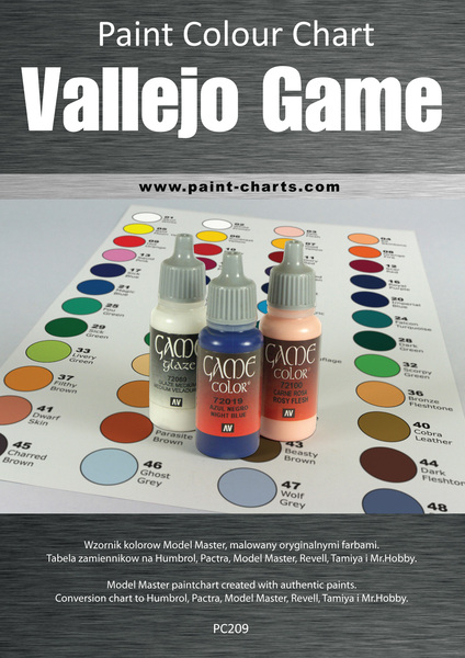 Paint Colour Chart Vallejo Game Color 20mm PJB PC209