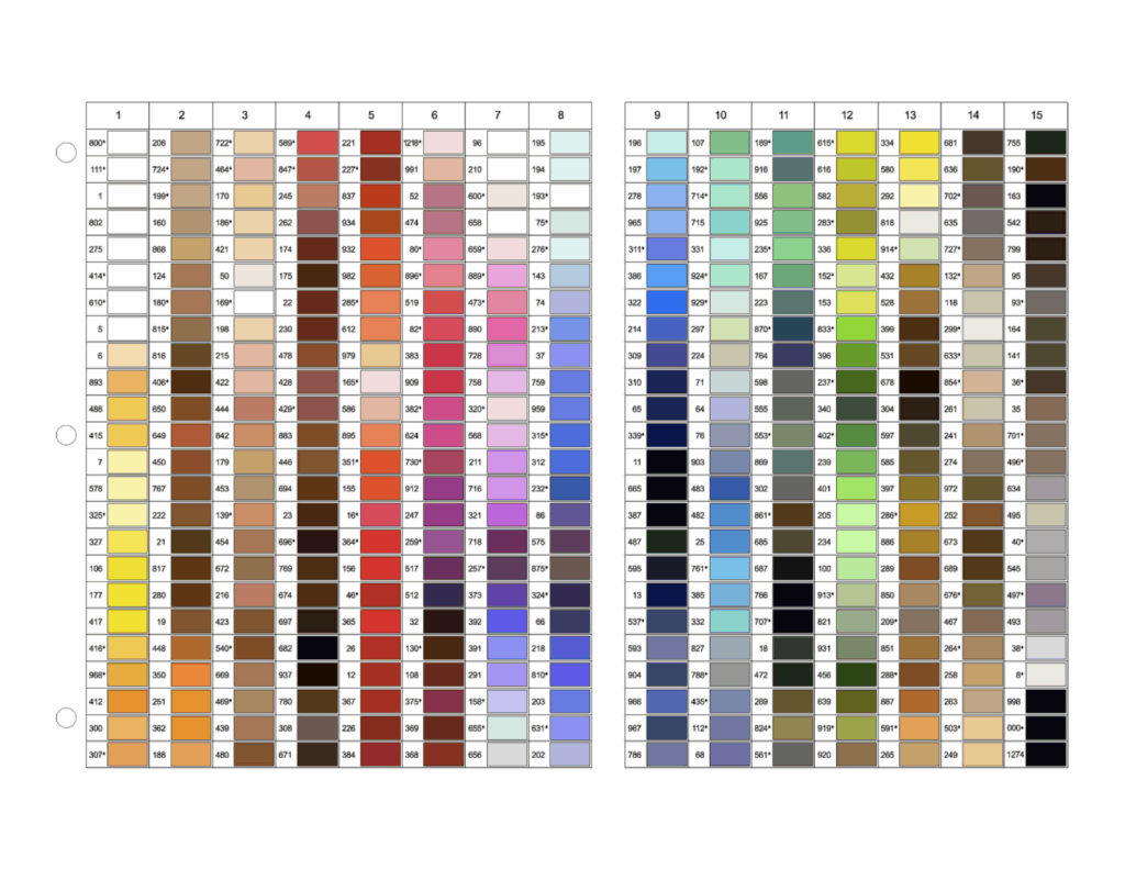 Pantone Embroidery Thread Color Chart